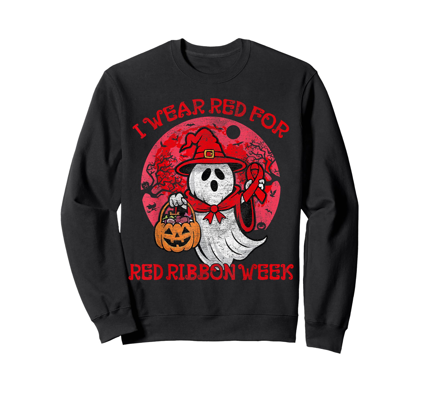 In October We Wear Red Halloween Red Ribbon Week Awareness T-Shirt