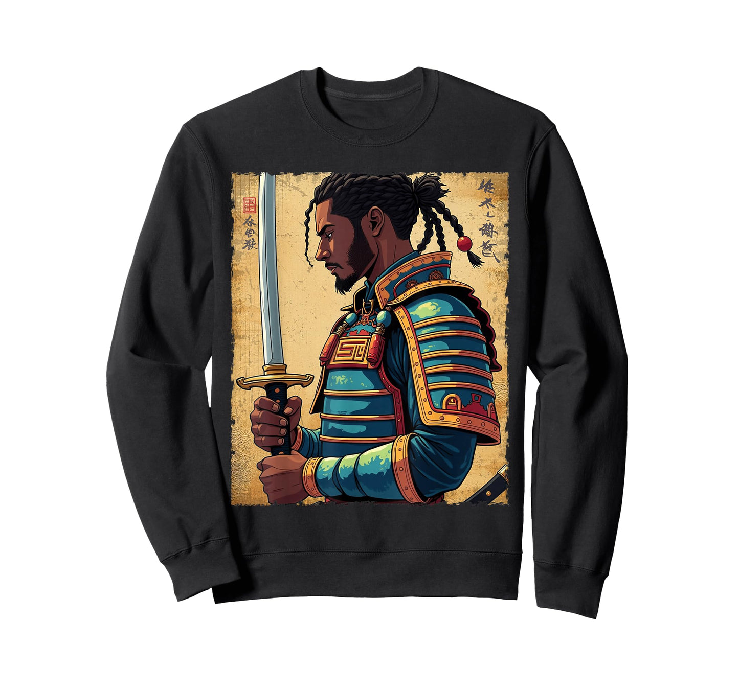 African Samurai Vintage Afro American Bushido Warrior Katana T-Shirt