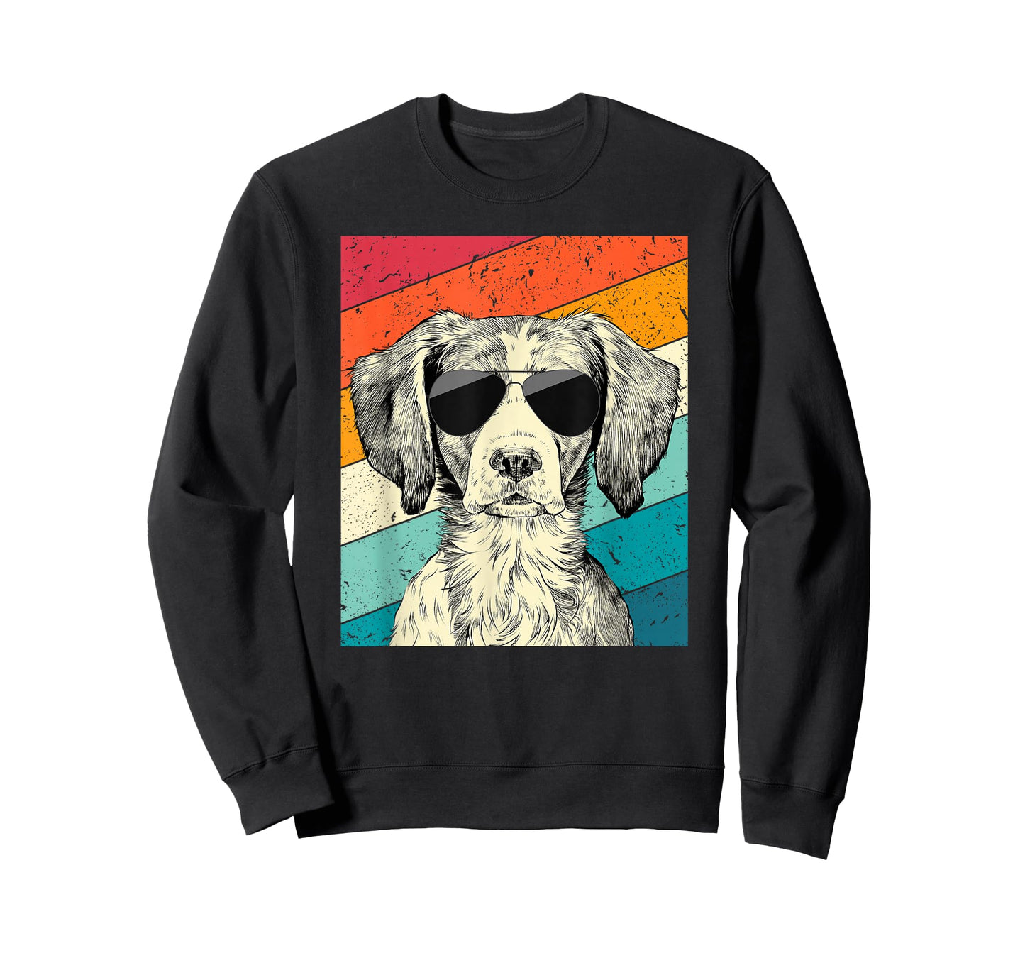 Retro Vintage Brittany Spaniel with Sunglasses Dog Lovers T-Shirt