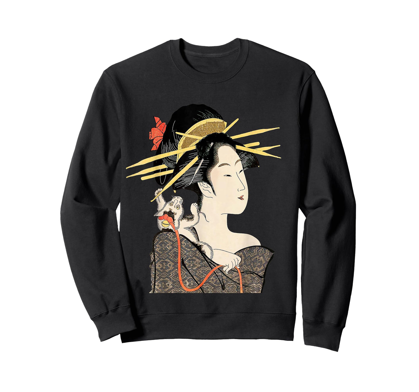 Edo Period Japan, Geisha Portrait with Cat T-Shirt