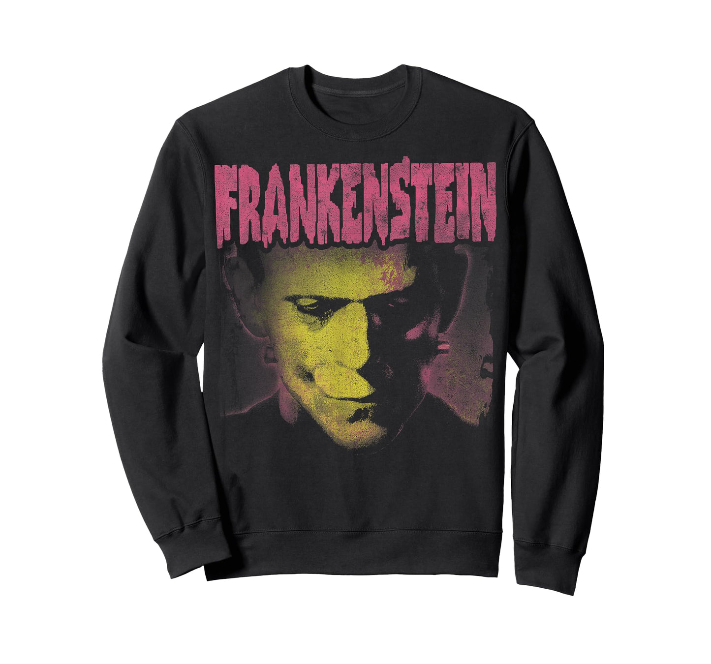 Universal Monsters Frankenstein Pink Splatter Portrait T-Shirt