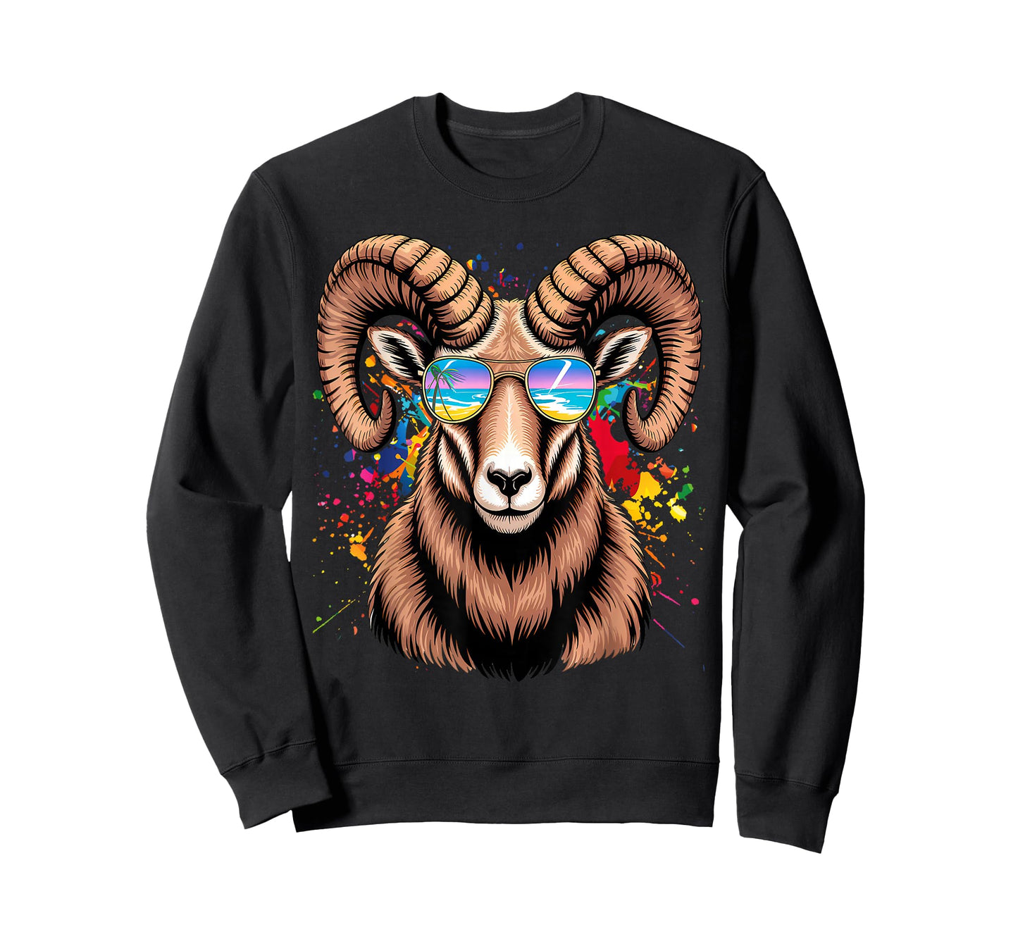 Womens RAM With Glasses Sunglasses Retro Style T-Shirt
