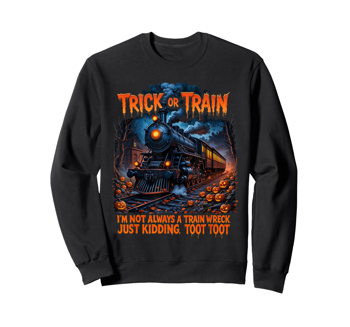 Funny Halloween Pumpkin Skeleton Ghosts Trick Or Train T-Shirt