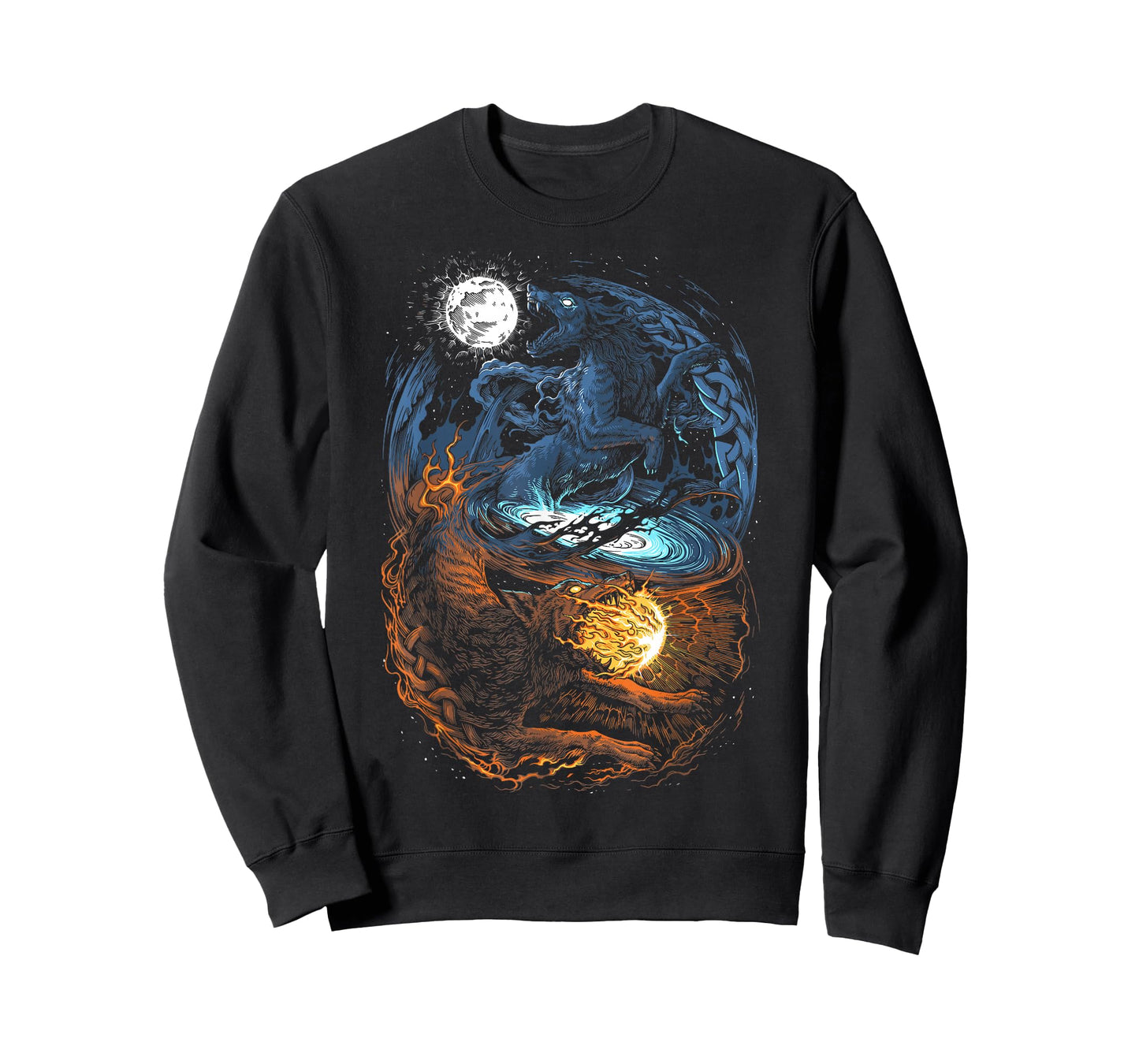 Hati and Skoll - Vikings Norse Mythology - Fenrir Wolf T-Shirt