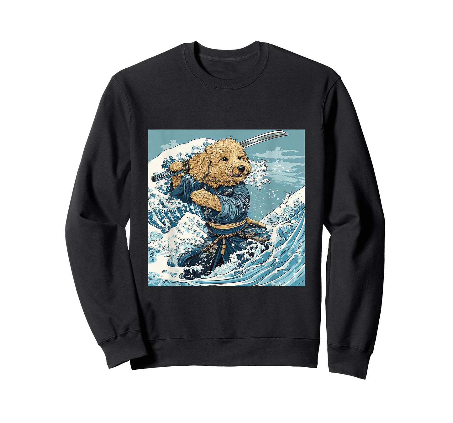 Goldendoodle Pet Dog Samurai Warrior Japanese Art Anime T-Shirt