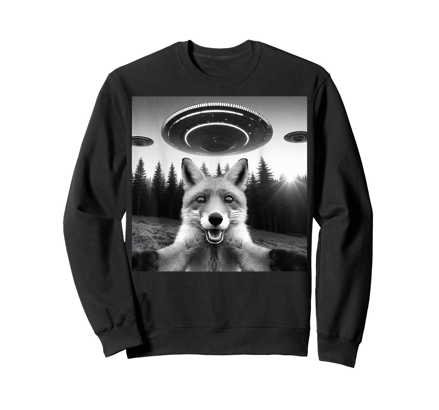 Fox Selfie With Alien UFO Funny Fox Gifts For Men Women Kid T-Shirt