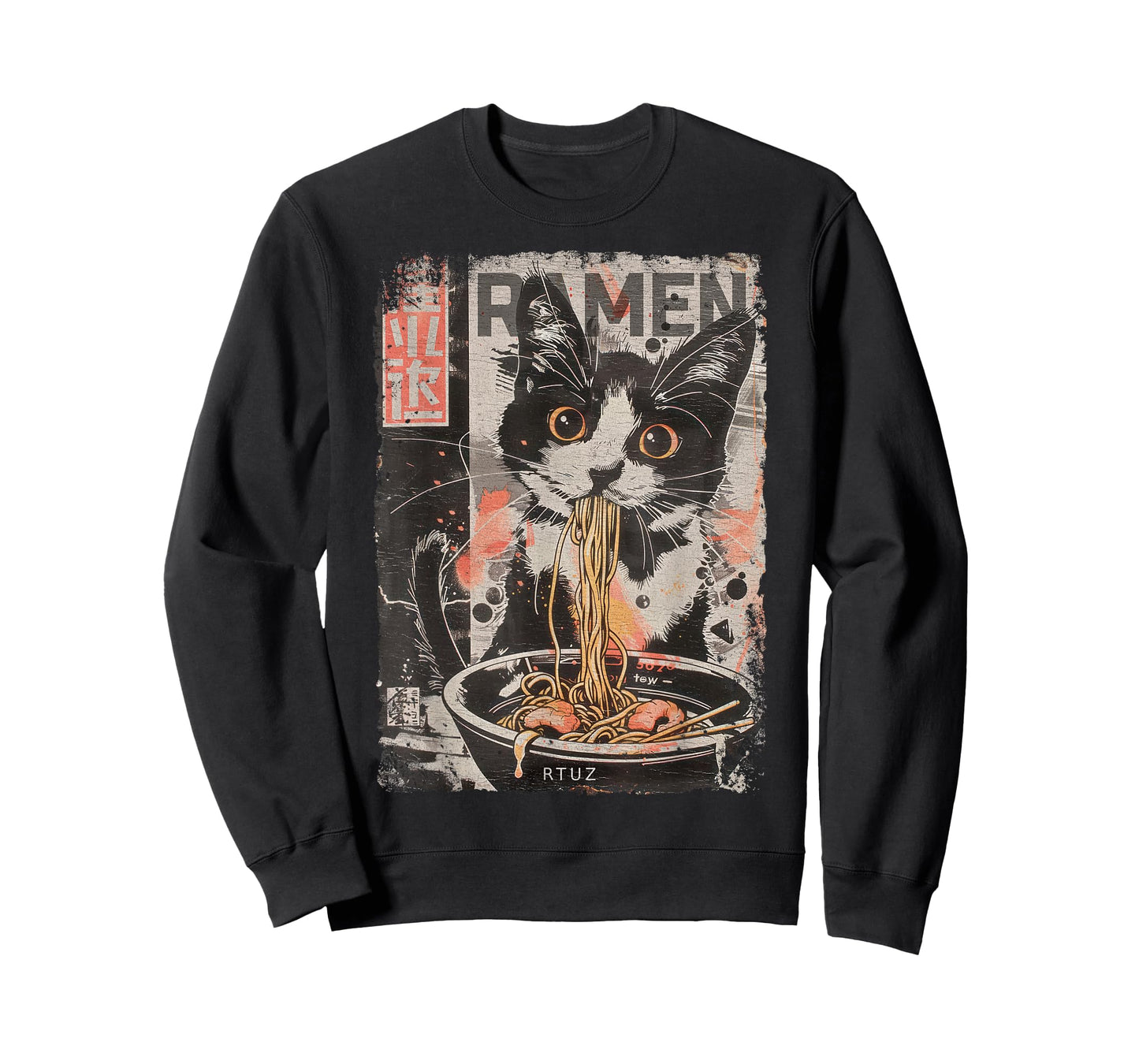 Ramen Noodles Cat Japan Y2K Kawaii Retro Cats Manga Anime T-Shirt