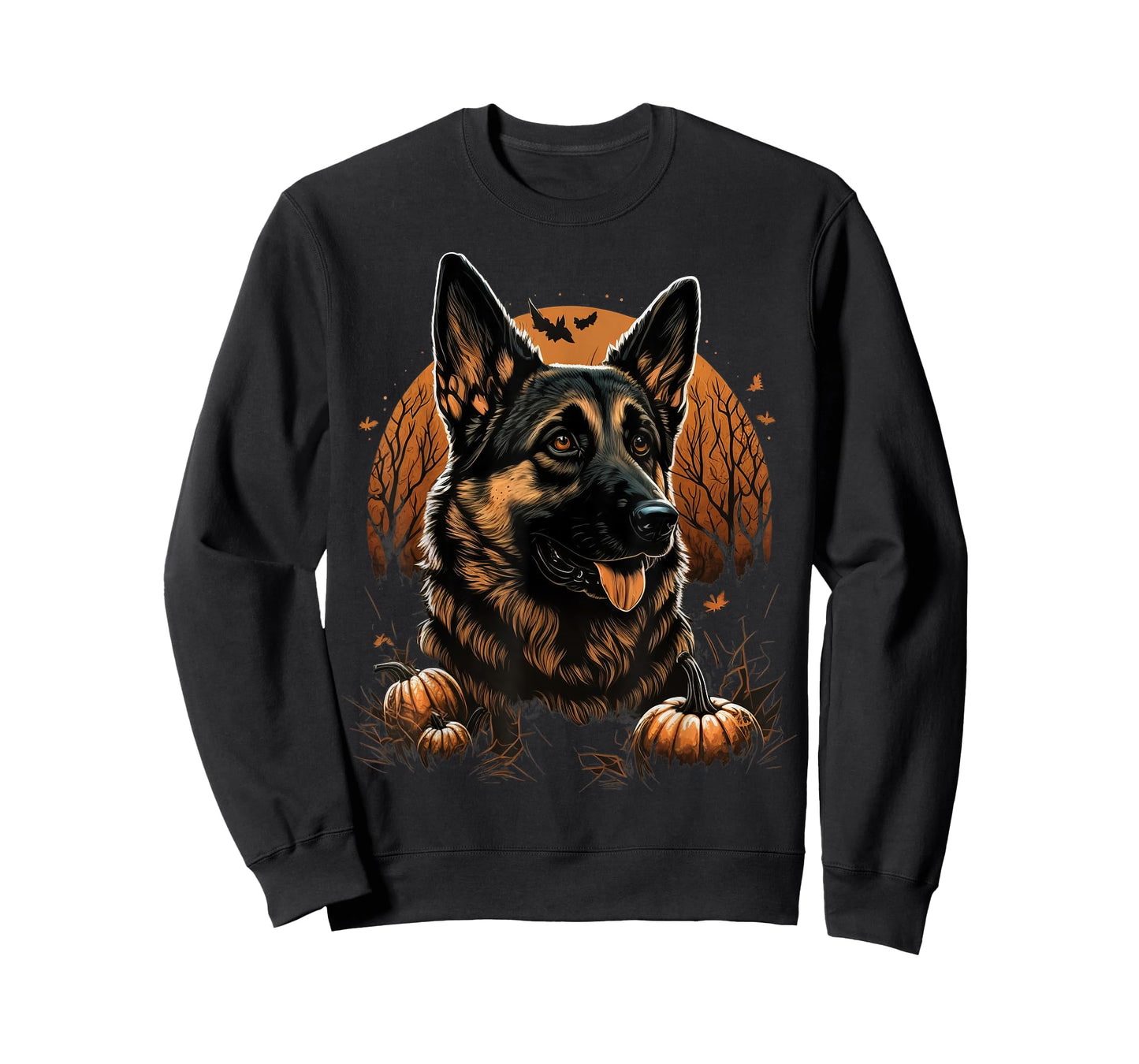 Pumpkin German Shepherd costume on German Shepherd Halloween T-Shirt