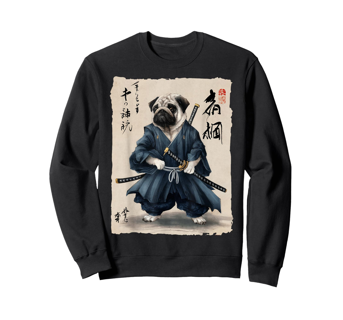 Samurai Pug Japanese Anime Dog Pug Lover Funny for Men Women T-Shirt