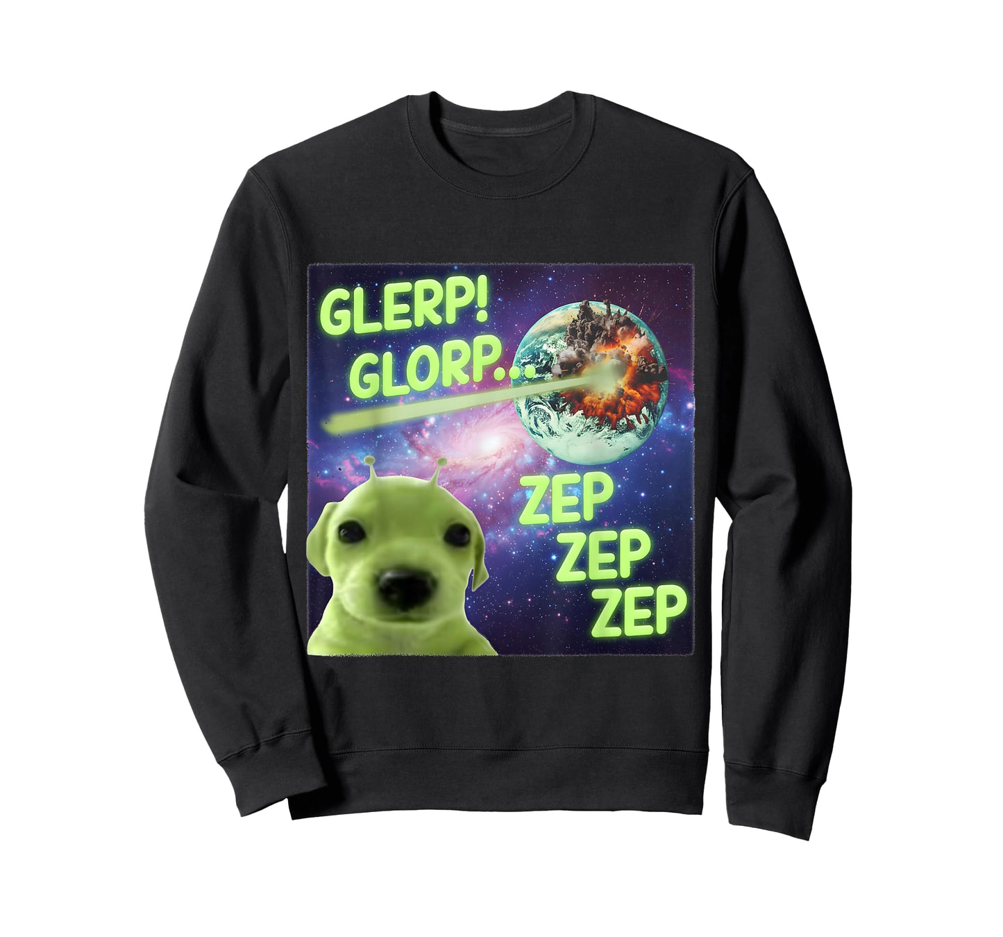 Alien Dog Meme GLERP GLORP Funny Space Laser Gift Men Women T-Shirt