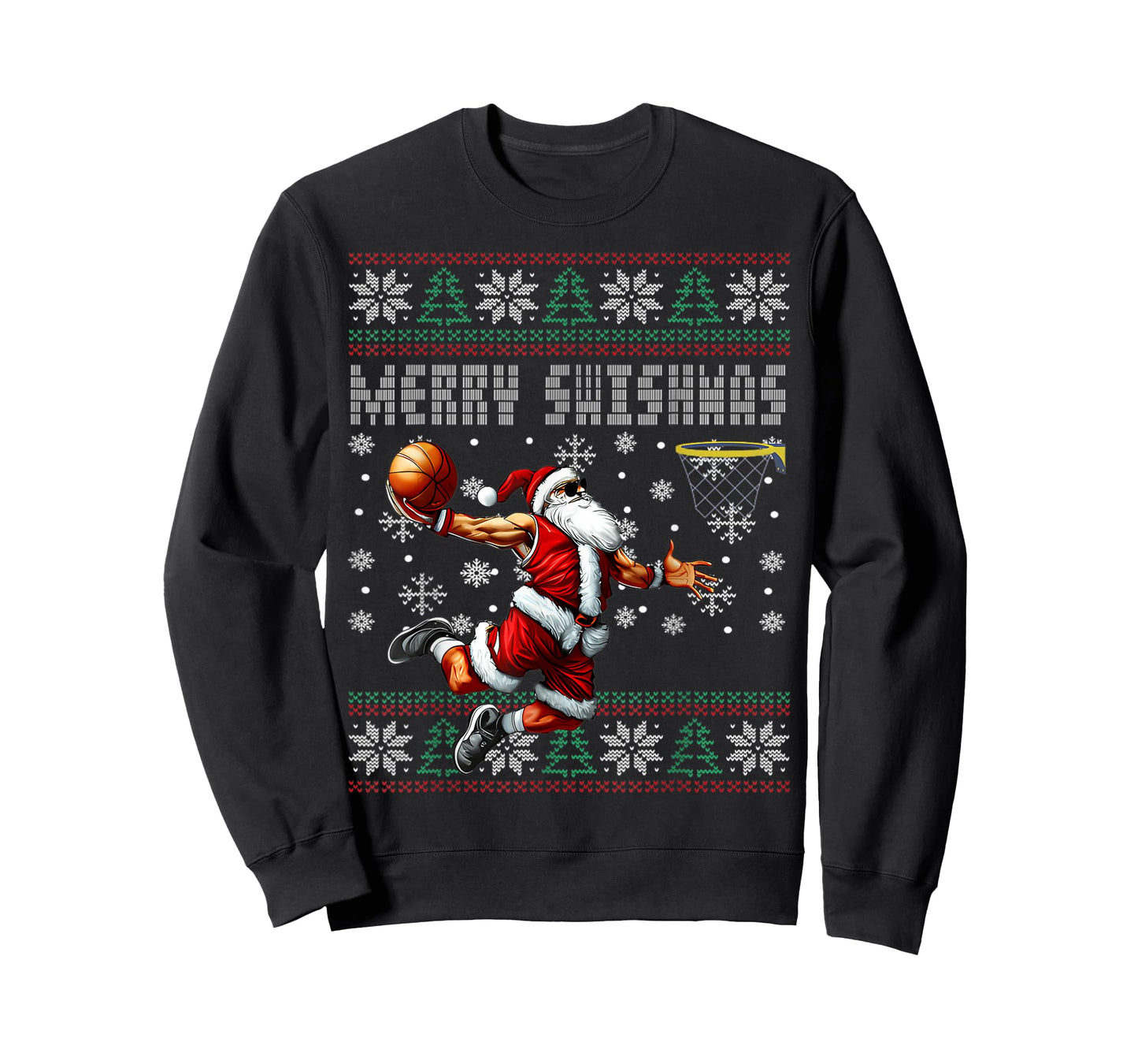 Merry Swishmas Basketball Ugly Christmas Xmas Men Boys Kids T-Shirt