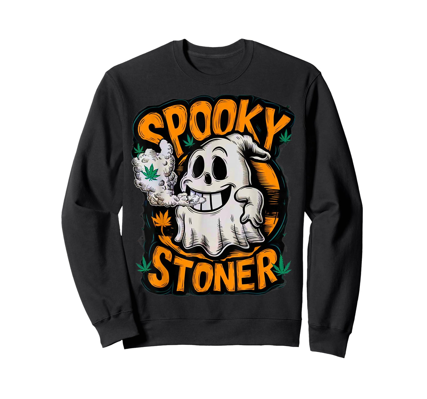 Spooky Stoner Funny Halloween Weed Cannabis Marijuana 420 T-Shirt