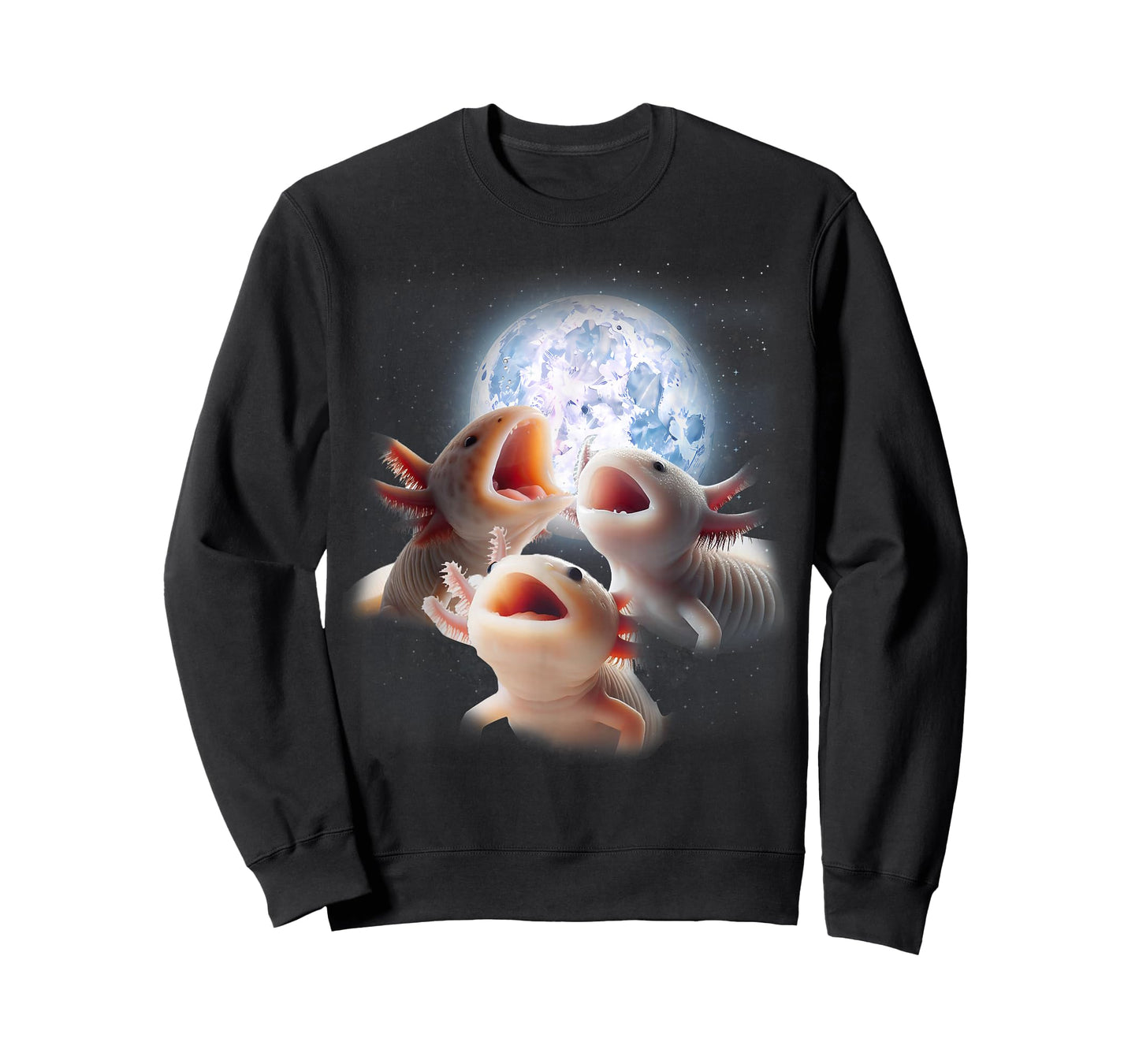 3 Axolotls Howling At The Moon Funny Axolotl Lover Kids Boy T-Shirt