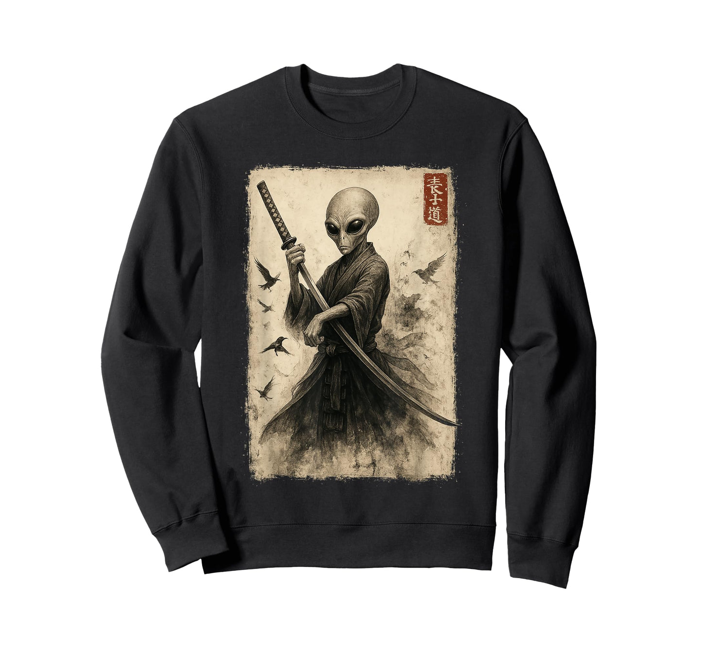 Samurai Ninja Alien Japanese Art Anime Ukiyo-e Graphic T-Shirt