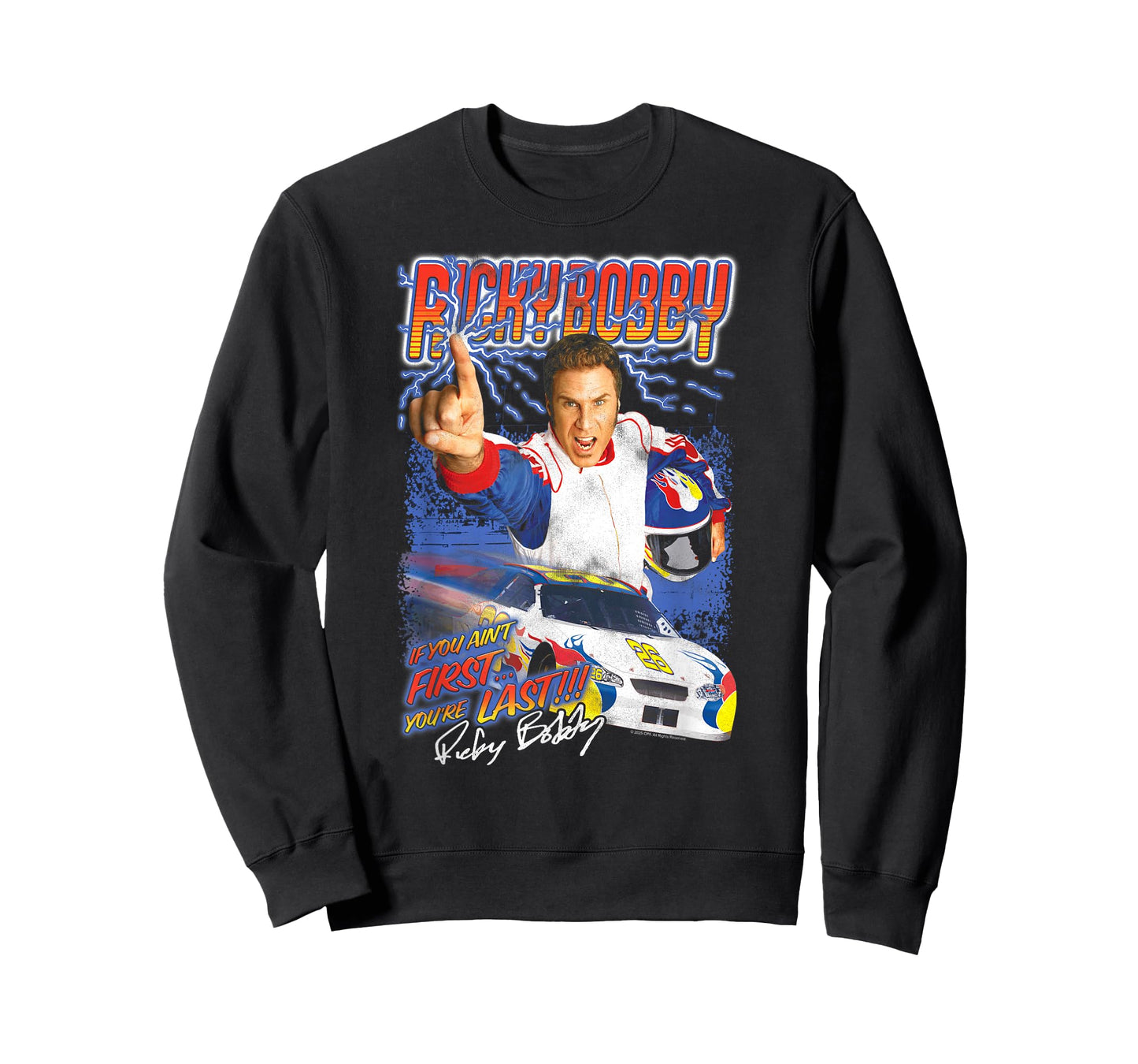 Talladega Nights Ricky Bobby Retro Lightning Collage Movie T-Shirt