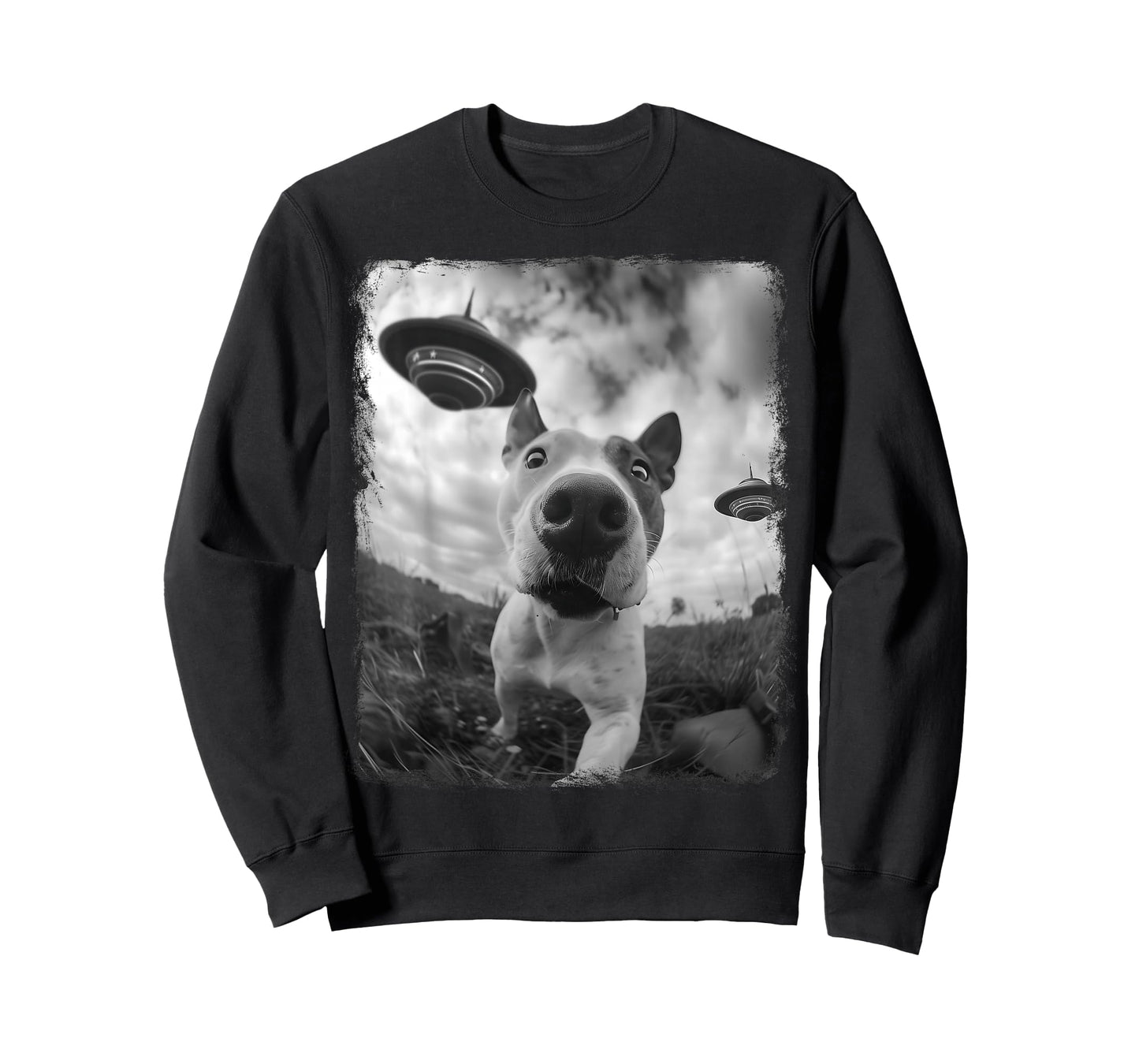American Bull Terrier Dog UFO Alien Extraterrestrial Selfie T-Shirt