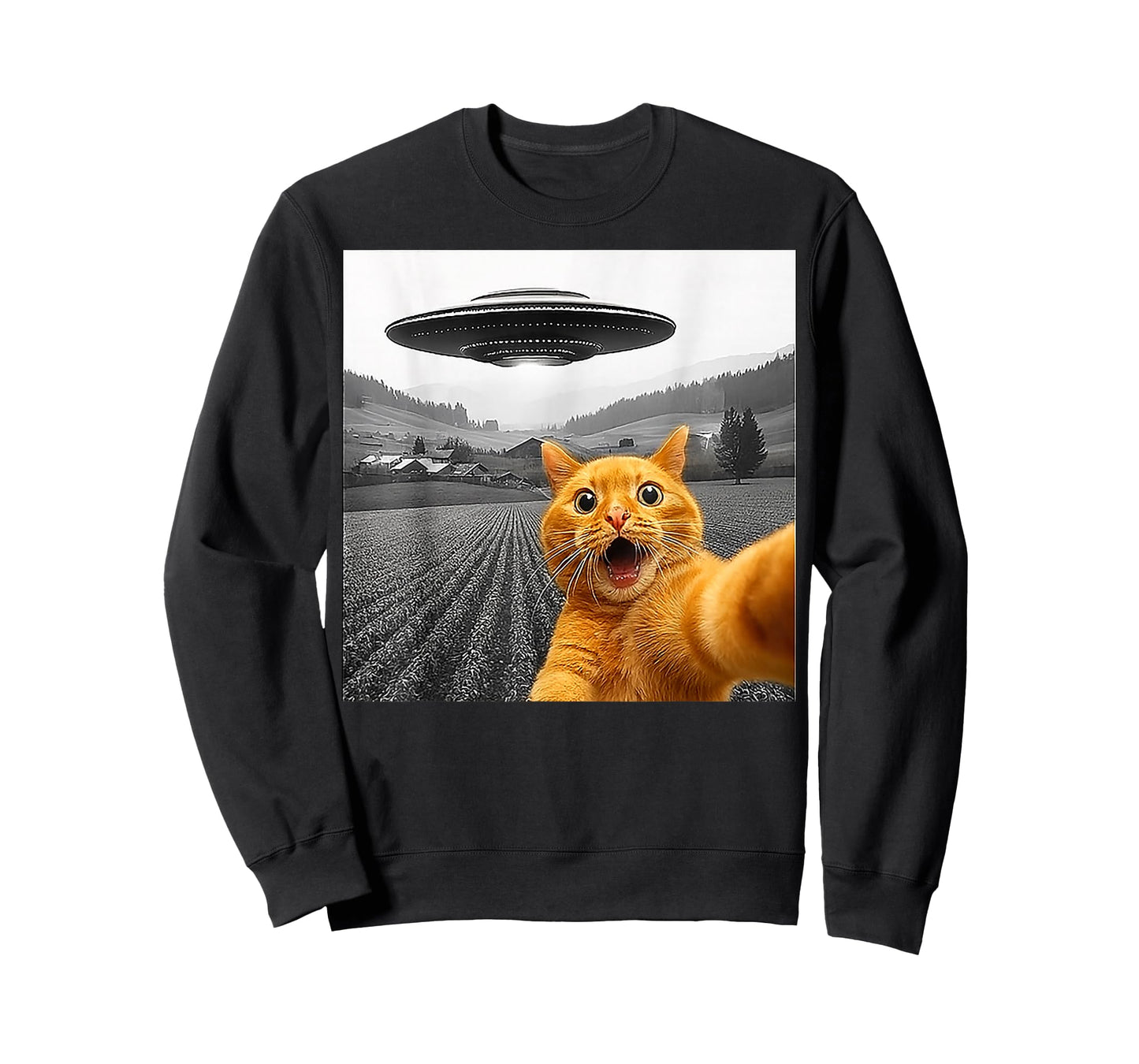 Cat Selfie With Alien UFO Funny Cats Gifts For Men Women Kid T-Shirt