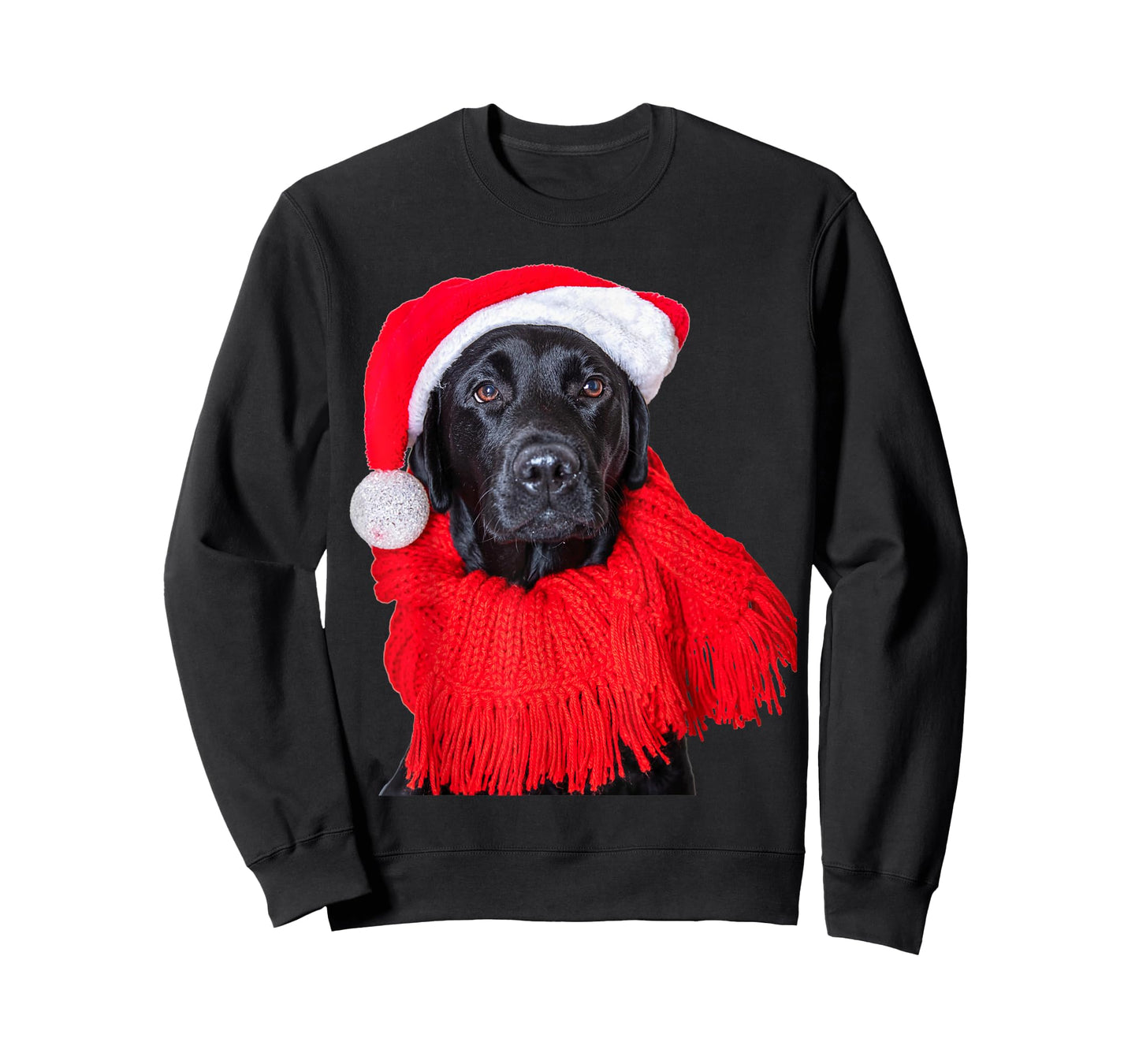 Black Lab Santa Hat Image Christmas Dog Labrador Retriever Men Women Kids T-Shirt