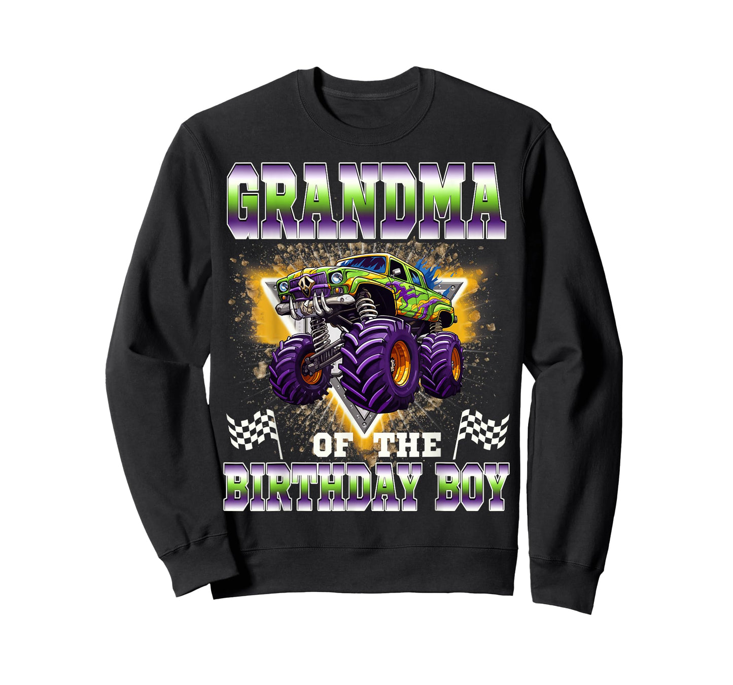 Grandma of The Birthday Boy Monster Truck Birthday Family T-Shirt