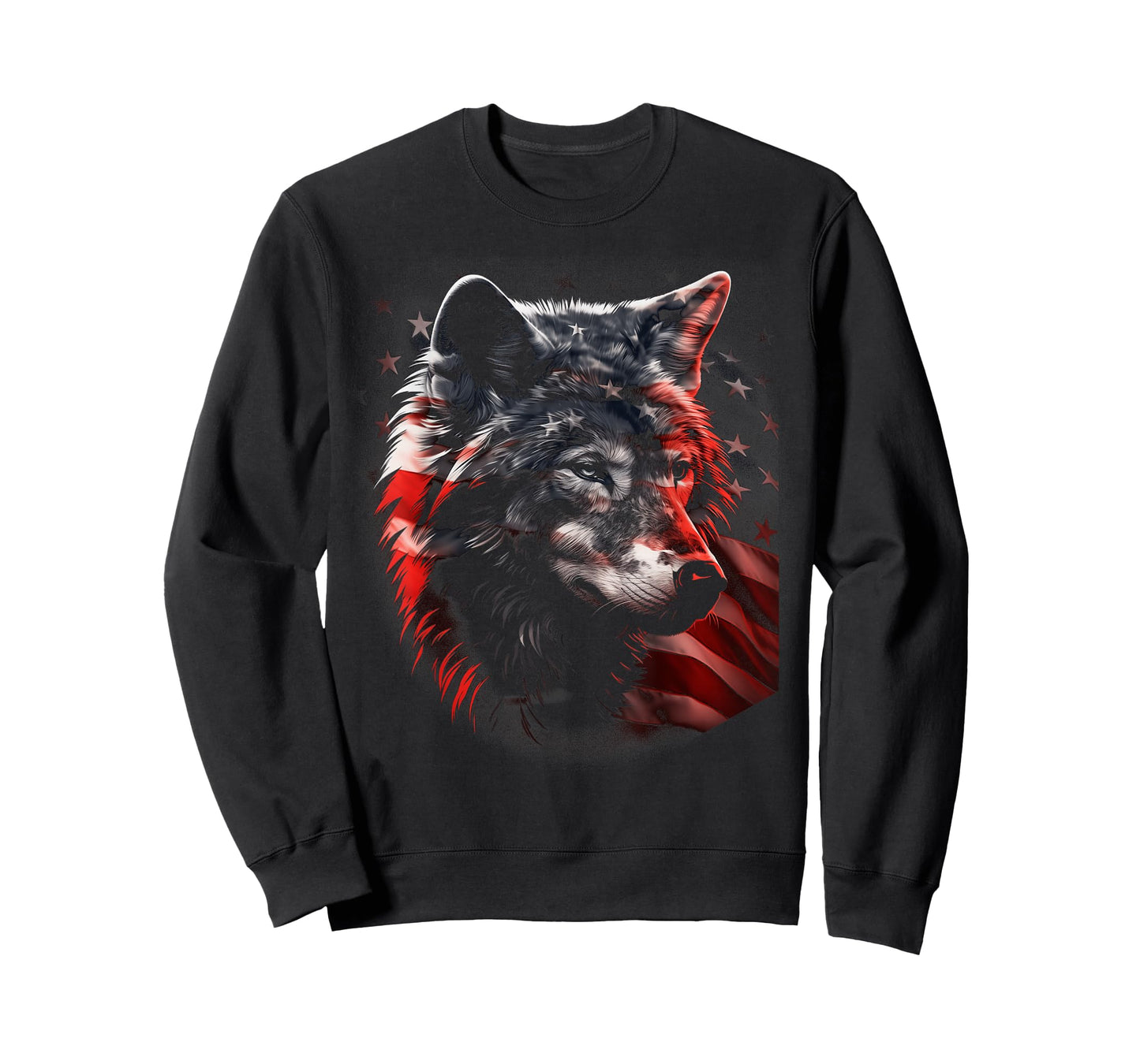 Wolf American Flag USA Patriotic Wolf Lover T-Shirt for Women Kids Men