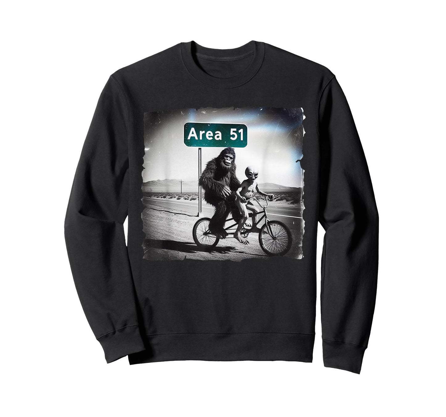 Area 51 Bike Funny Bigfoot Alien Sasquatch Roswell Nevada T-Shirt