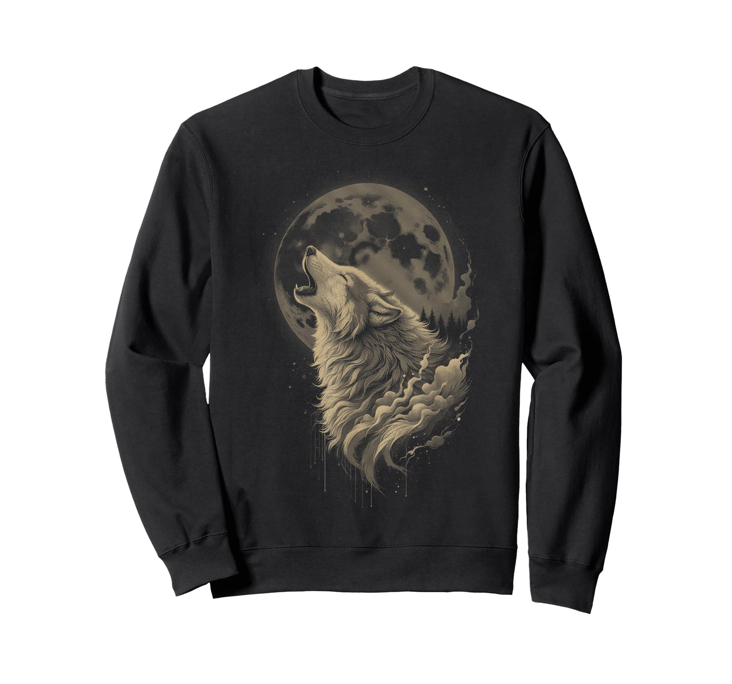 Wolf Forest Moon Vintage Cosmic Howling Wolf Lover Graphic T-Shirt