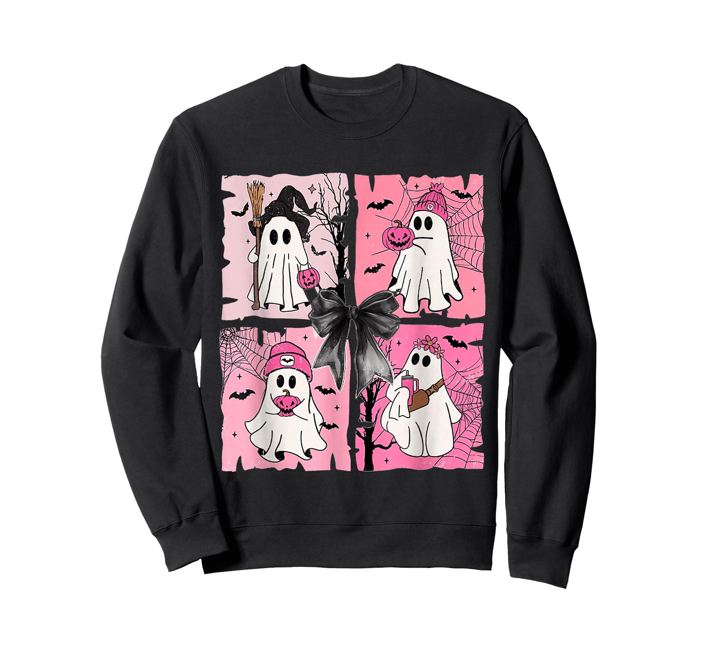 Girly Coquette Bow Ghost Spooky Season Halloween T-Shirt