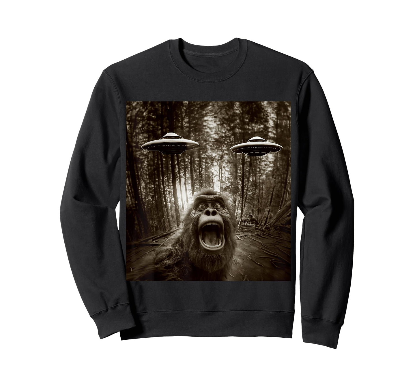 Bigfoot Sasquatch Alien UFO Tee For men women kids Graphic T-Shirt