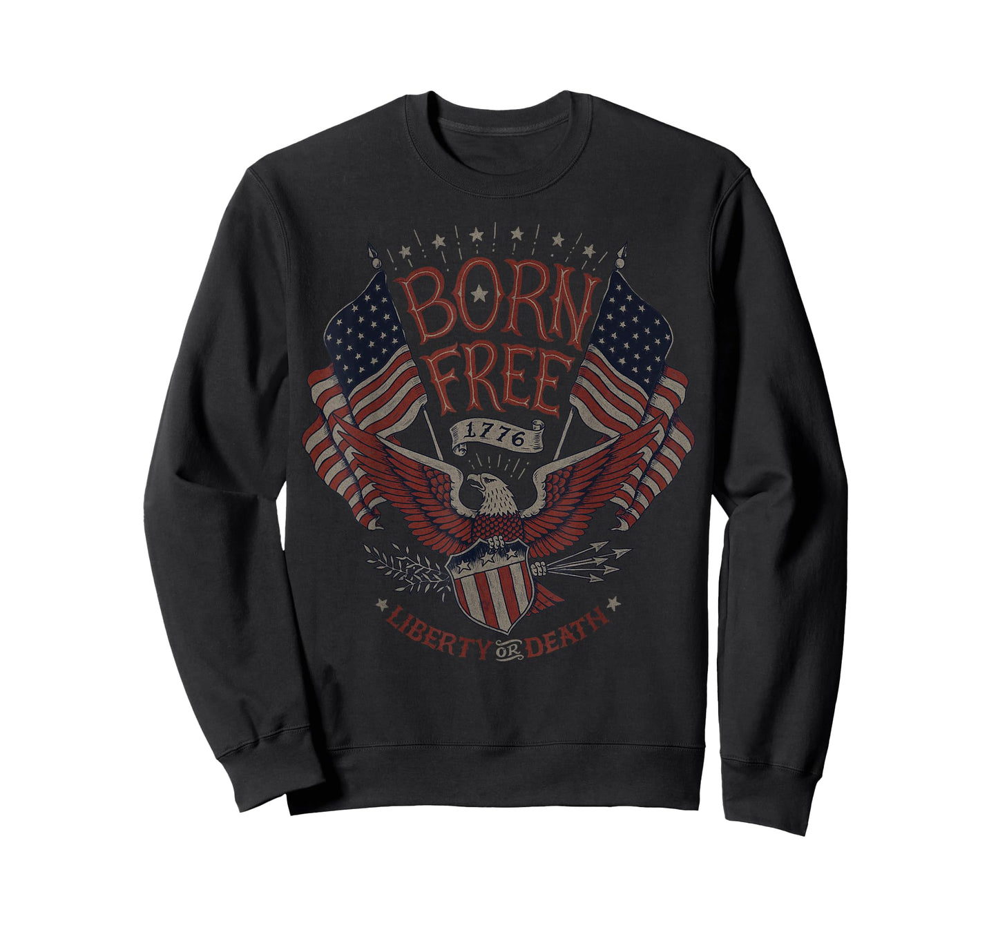 Vintage Born Free Eagle American Flag 1776 4th of July USA T-Shirt