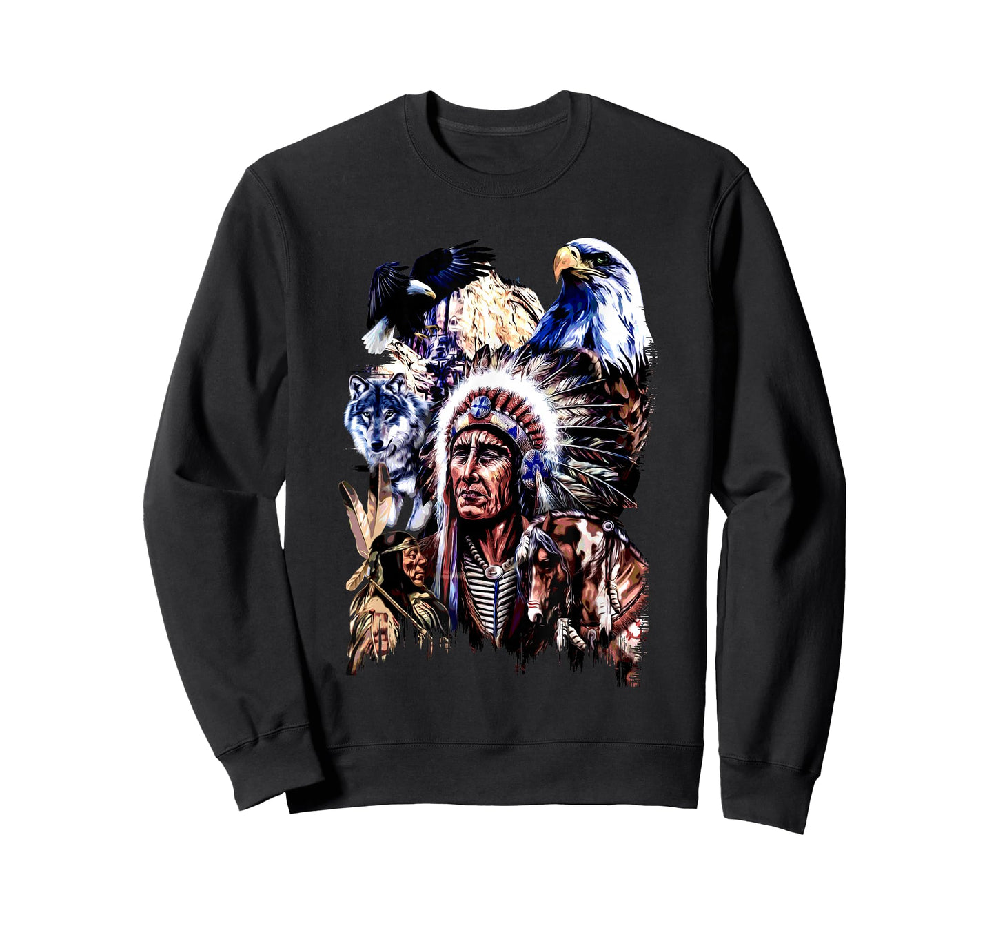 American Indigenous Art Native Indian Chief Headdress T-Shirt