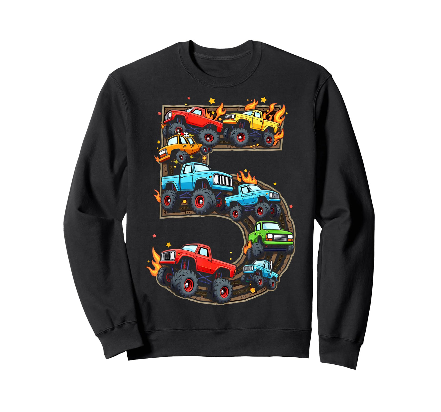 5 Year Old Monster Truck Boy Toddler 5th Birthday Party T-Shirt