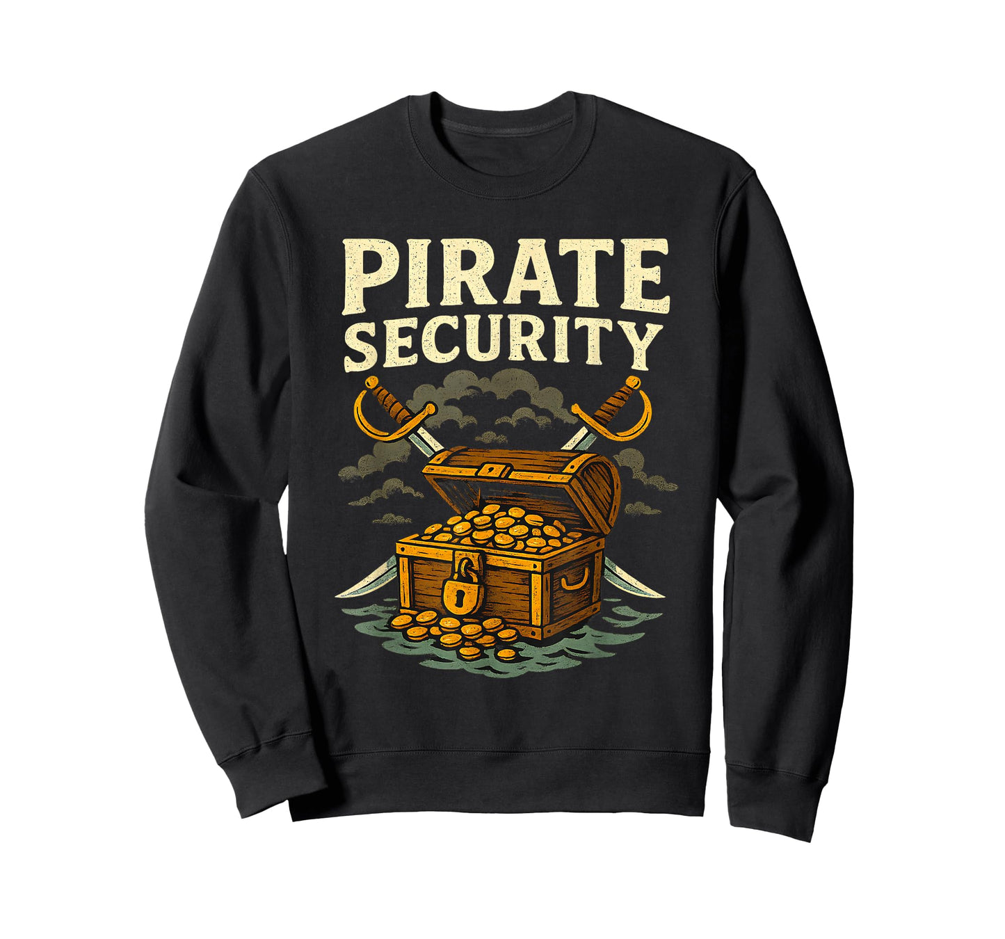 Pirate Security Funny Treasure Chest Crossed Swords Humor T-Shirt