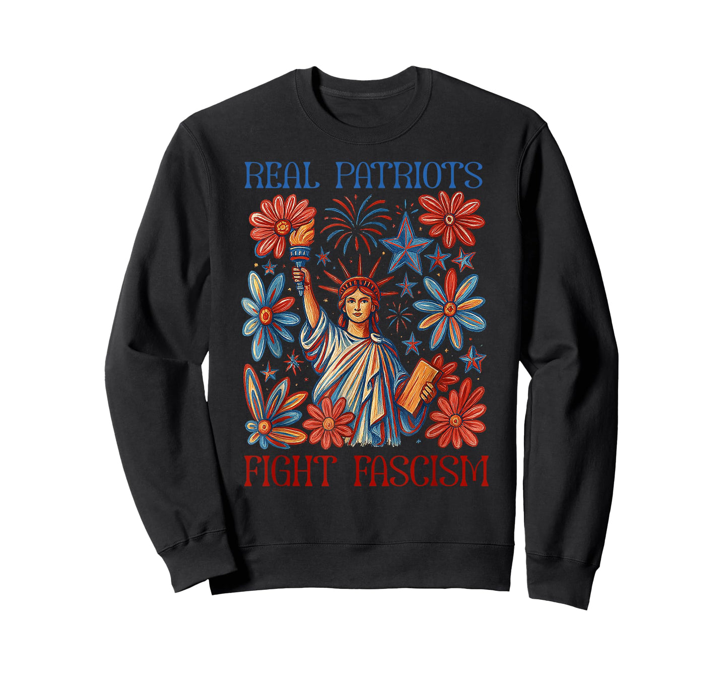 Real Patriots Fight Fascism Funny Flowers Women No Kings In T-Shirt