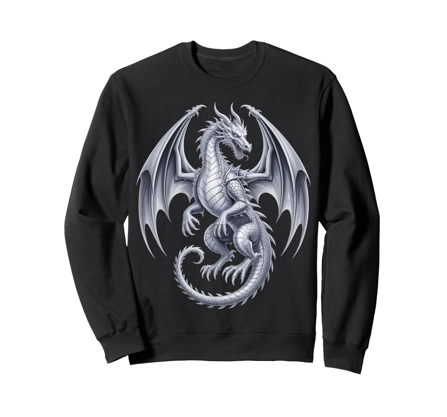 Vintage Mythical Fantasy Creature Dragon Art Silver Dragon T-Shirt