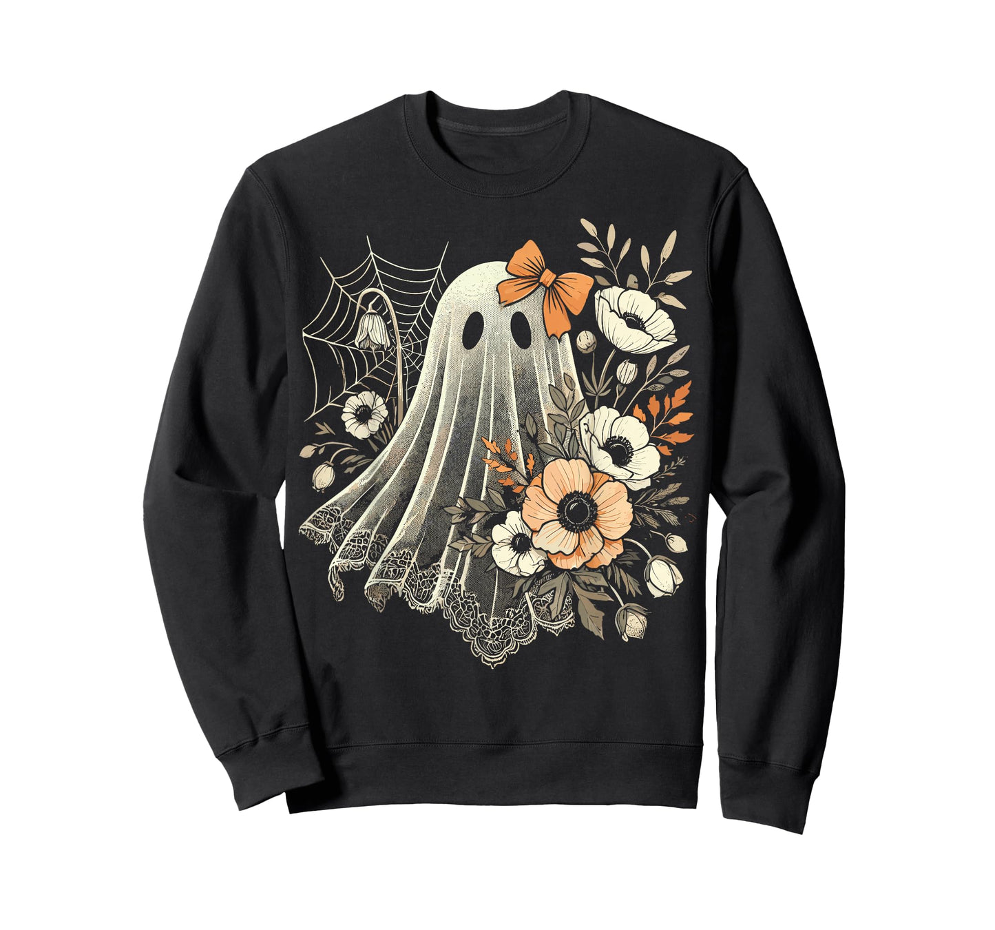 Halloween Ghost with Flowers Vintage T-Shirt