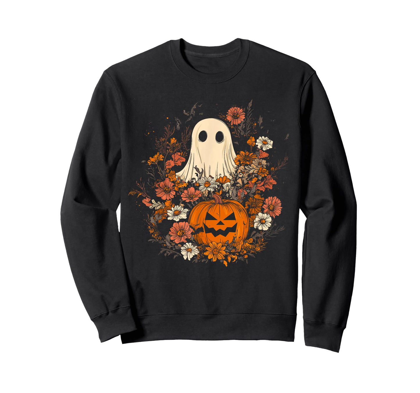 Vintage Floral Ghost Halloween Ghost in the Forest Gothic T-Shirt