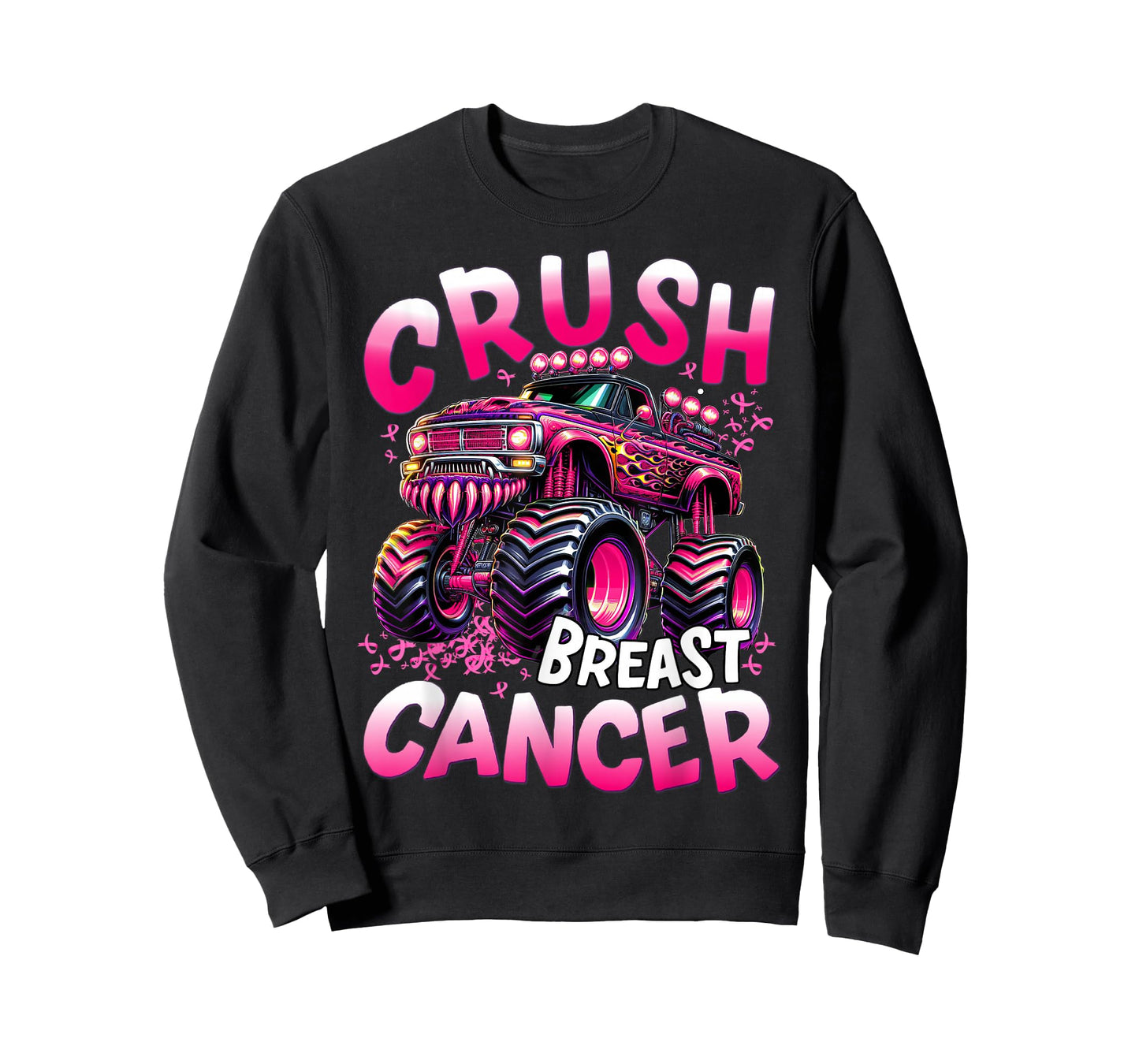 Crush Breast Cancer Monster Truck Girls Boys Pink Awareness T-Shirt