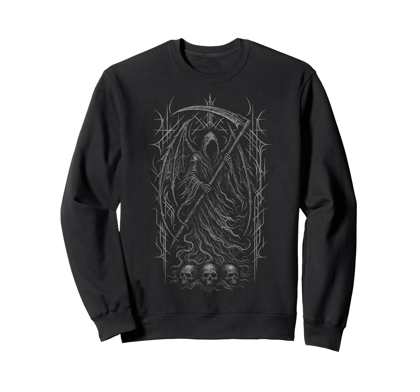 Grim Reaper Skeleton Goth Cyber Sigil Gothic Horror Demon T-Shirt