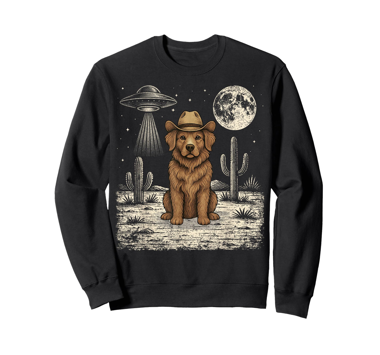 Funny Nova Scotia Duck Tolling Retriever Cowboy Western UFO T-Shirt