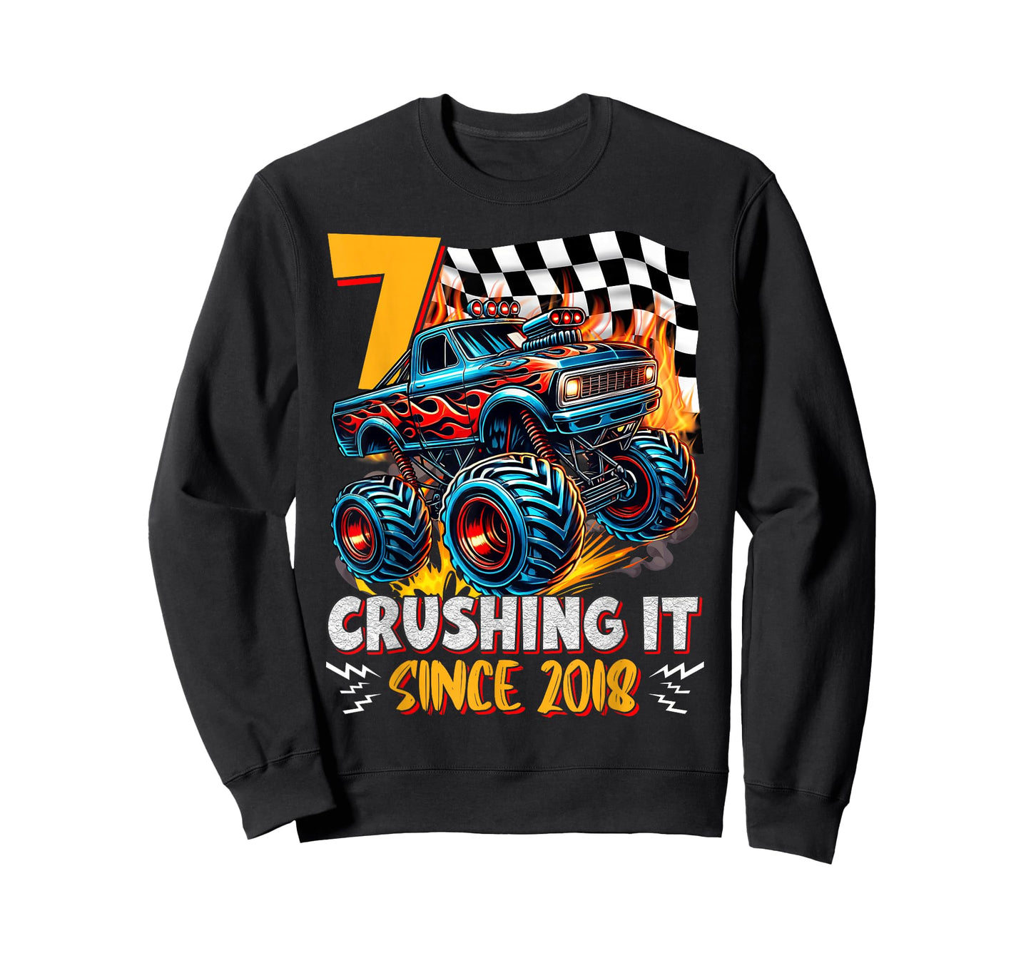 Birthday Monster Truck 7 Year Old Boys 7th Party Born 2018 T-Shirt