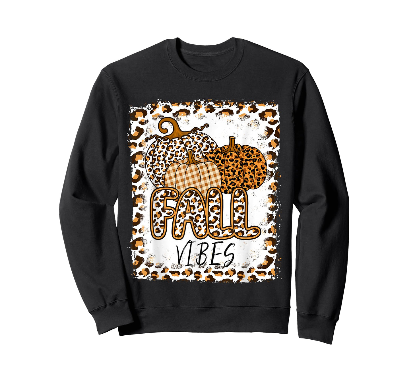 Pumpkin Leopard Print Fall Vibes Thanksgiving Autumn Women T-Shirt