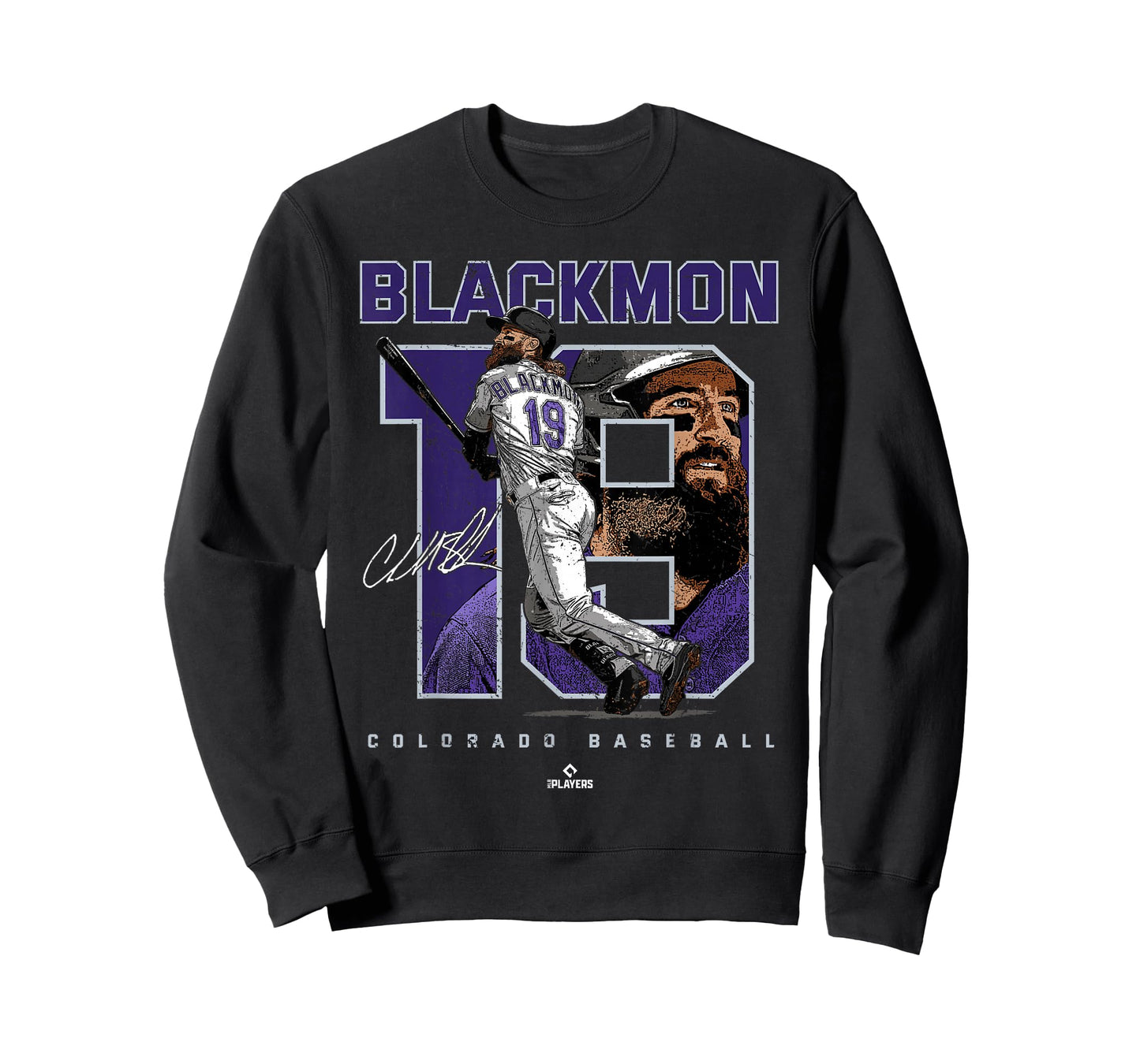Number and Portrait Charlie Blackmon Colorado MLBPA T-Shirt