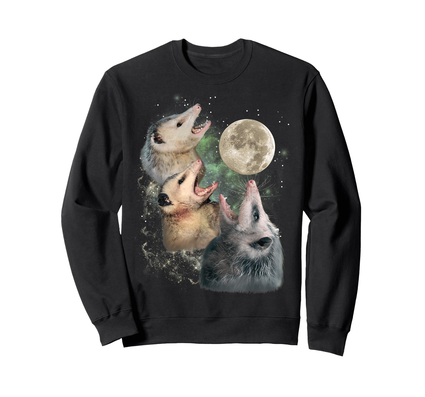 Three Opossums Moon 3 Possum Howling Funny Cursed Cult Meme Men Women T-Shirt