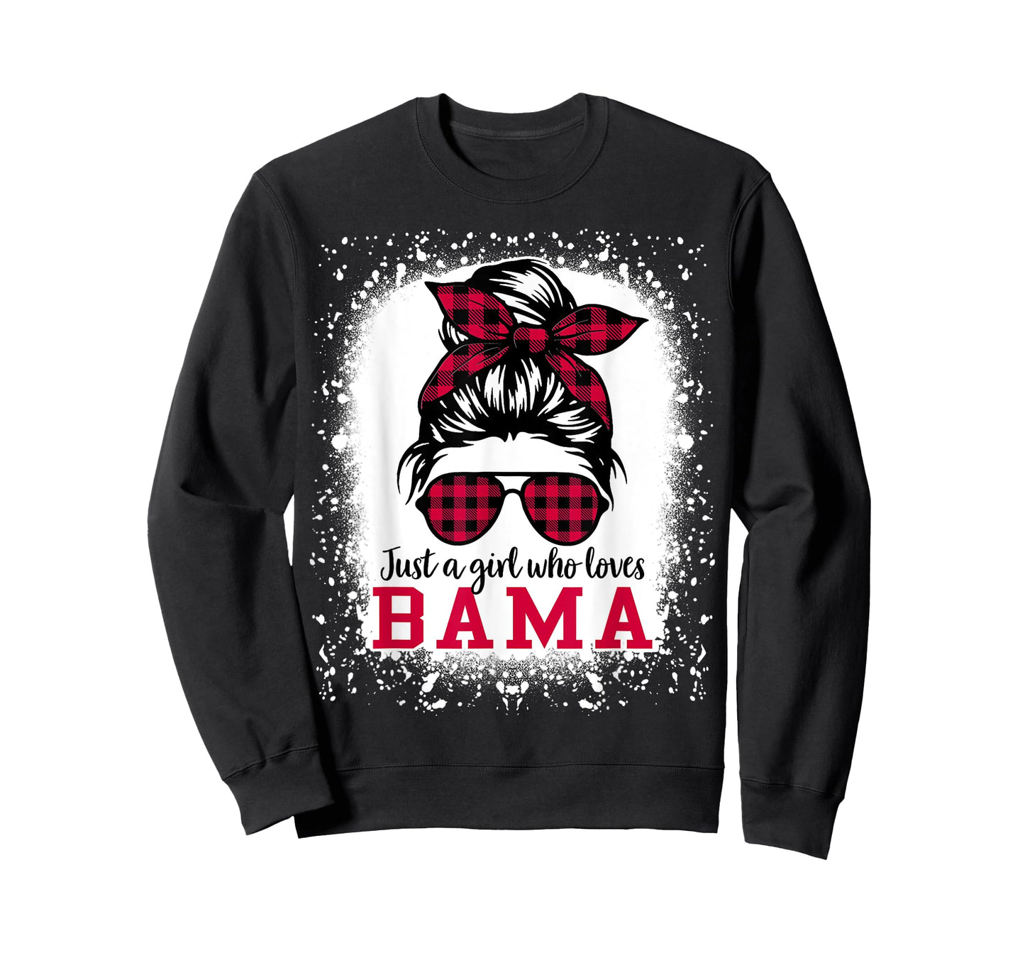 BAMA ALABAMA Women Girls Messy Bun Hair, Alabama State Pride T-Shirt