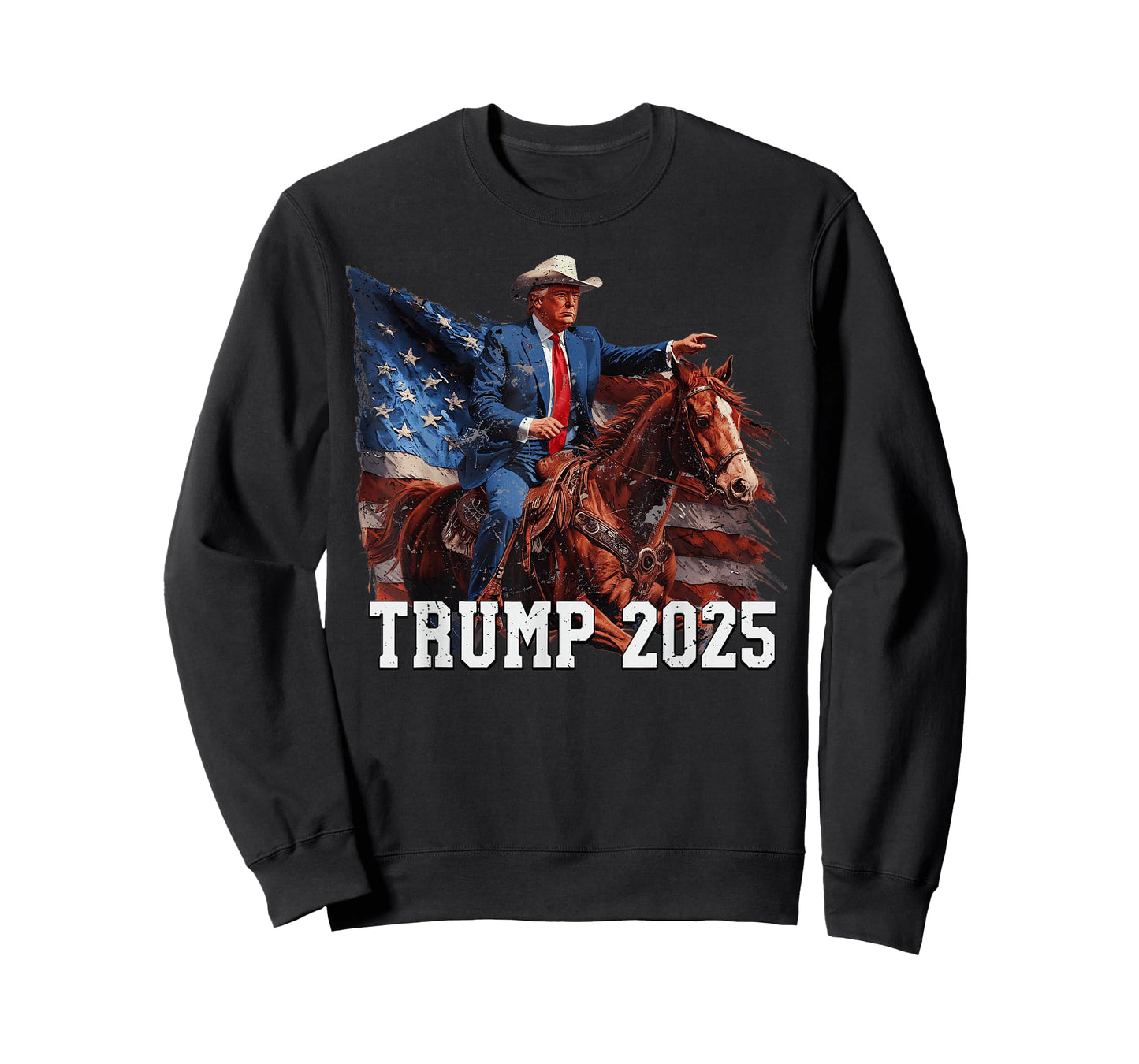 Trump 2025 Riding Horse American Flag Cowboy 4th Of July T-Shirt