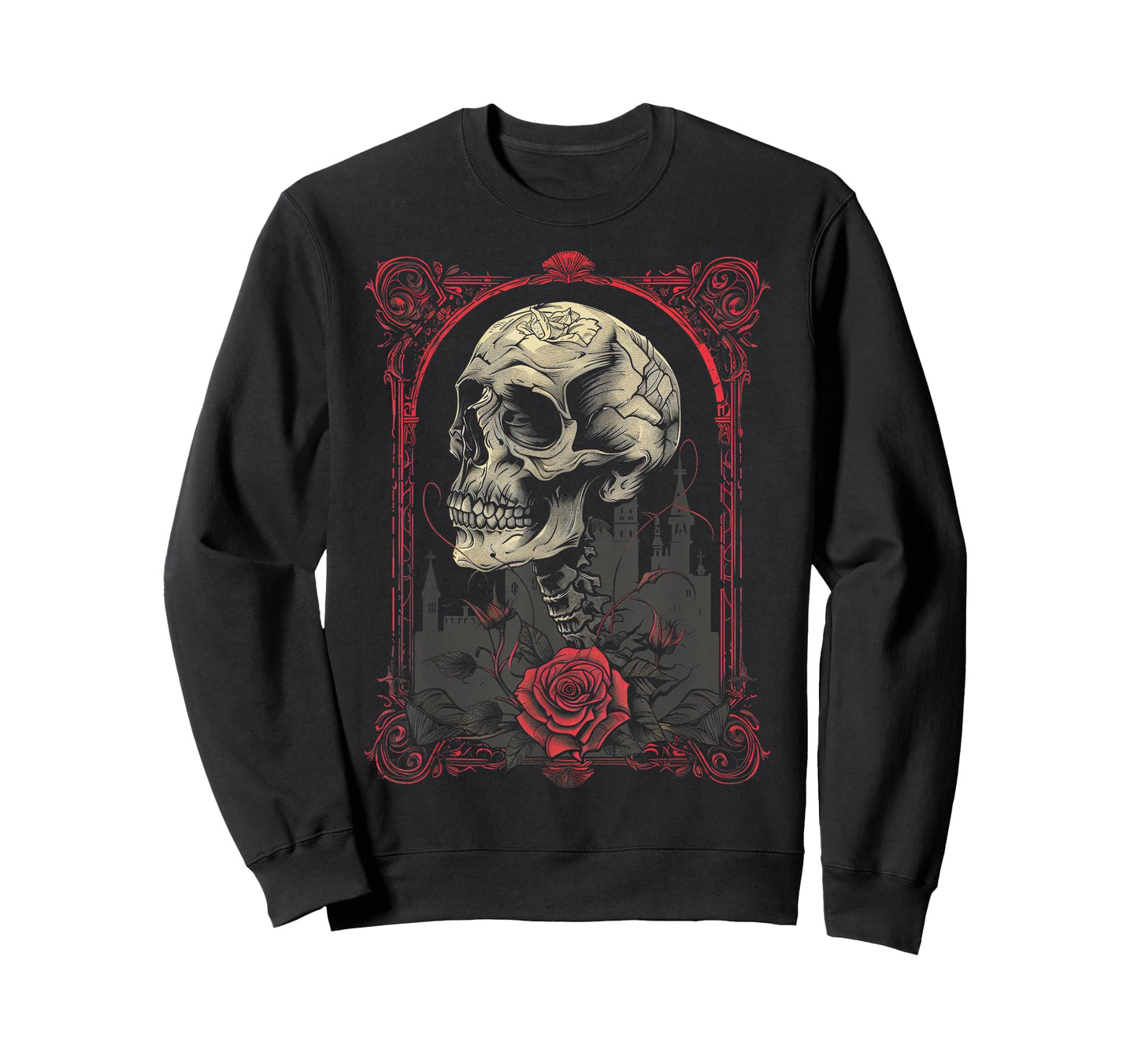 Anime Goth Japanese Skull Rose Gothic Vintage Art Macabre T-Shirt