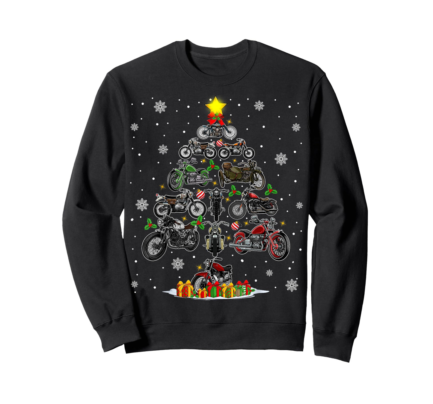 Funny Motorbikes Ornament Christmas Tree Lights Xmas PJS Men T-Shirt