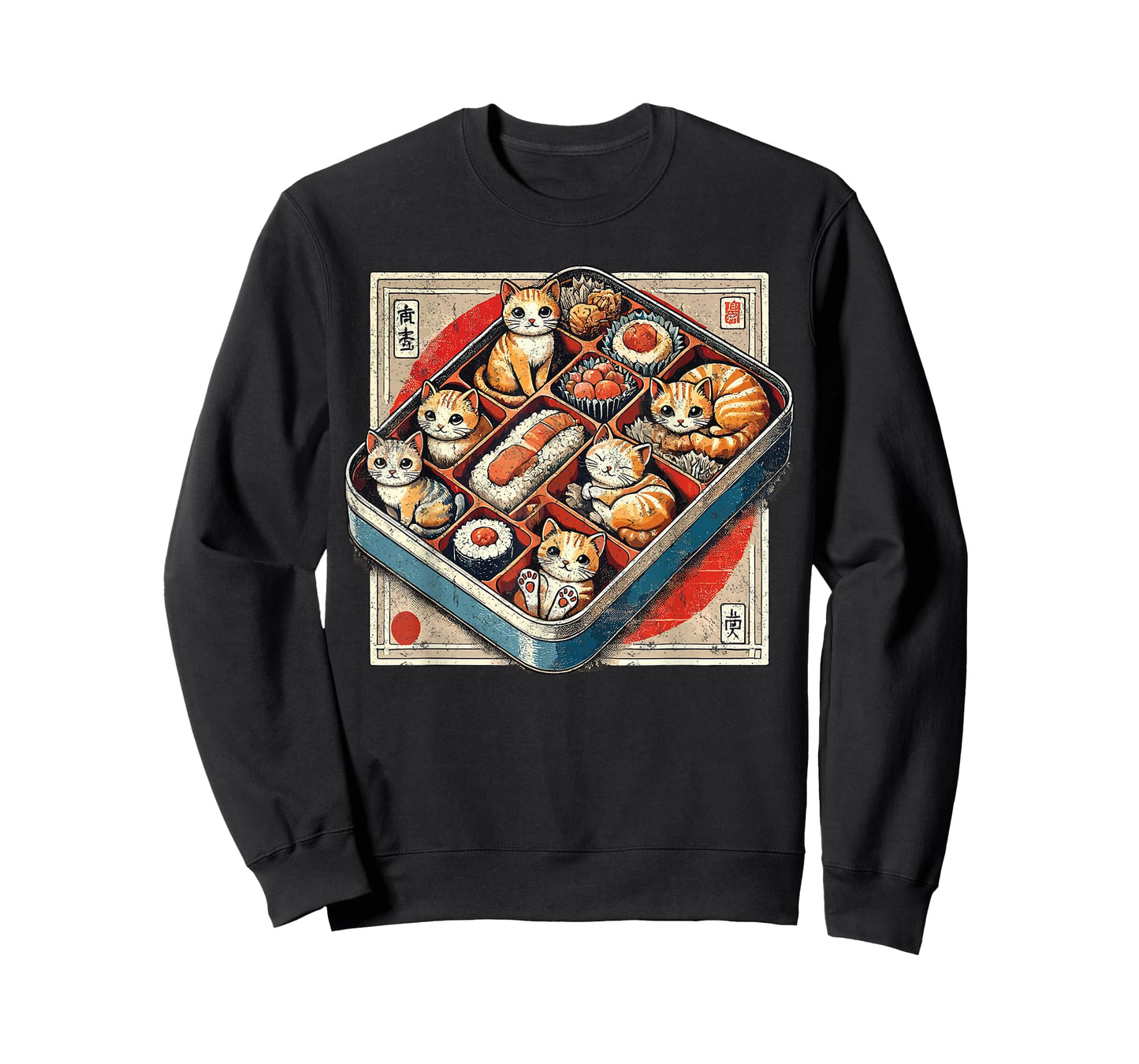 Bento Box Chibi Cats Japanese Funny Graphic Kawaii Cat Anime T-Shirt