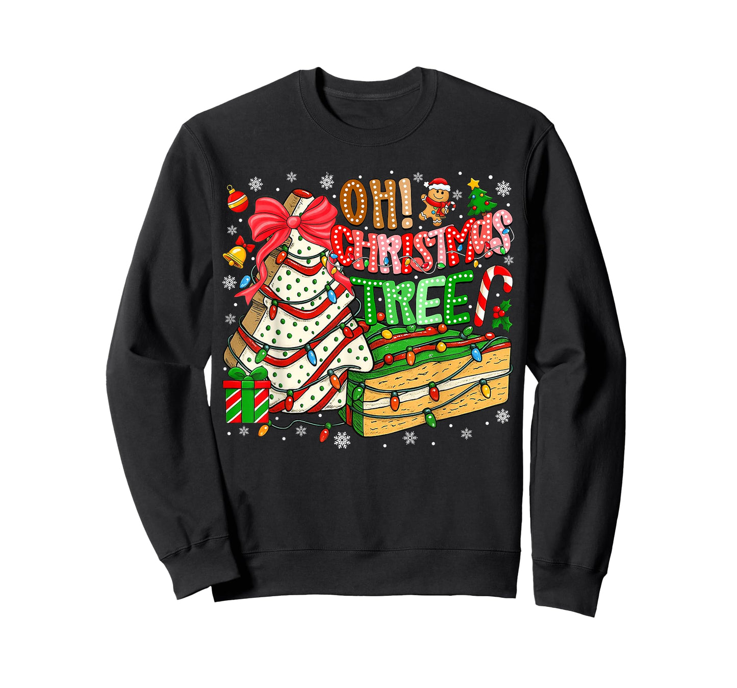 Groovy Oh Christmas Tree Cakes Cookies Xmas Cake Lover Women T-Shirt
