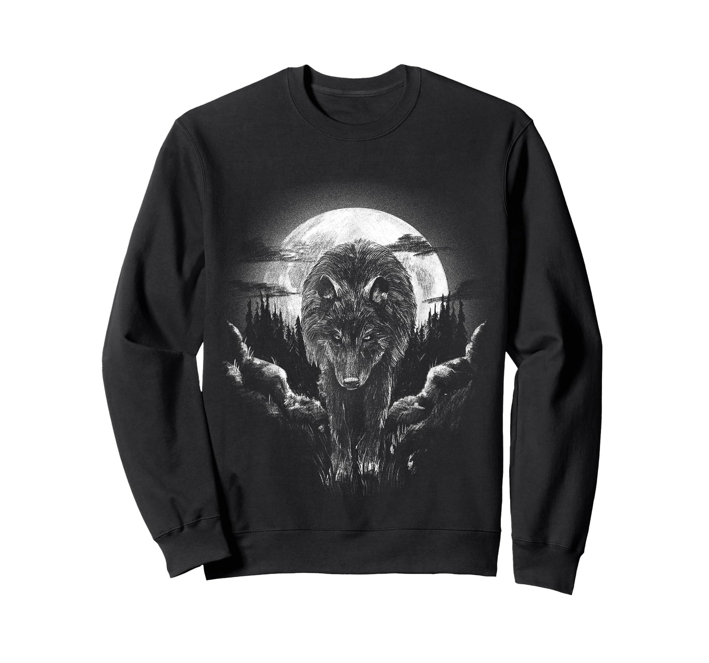Wolf Animal Moon Drawing Animal Motif Wolf T-Shirt